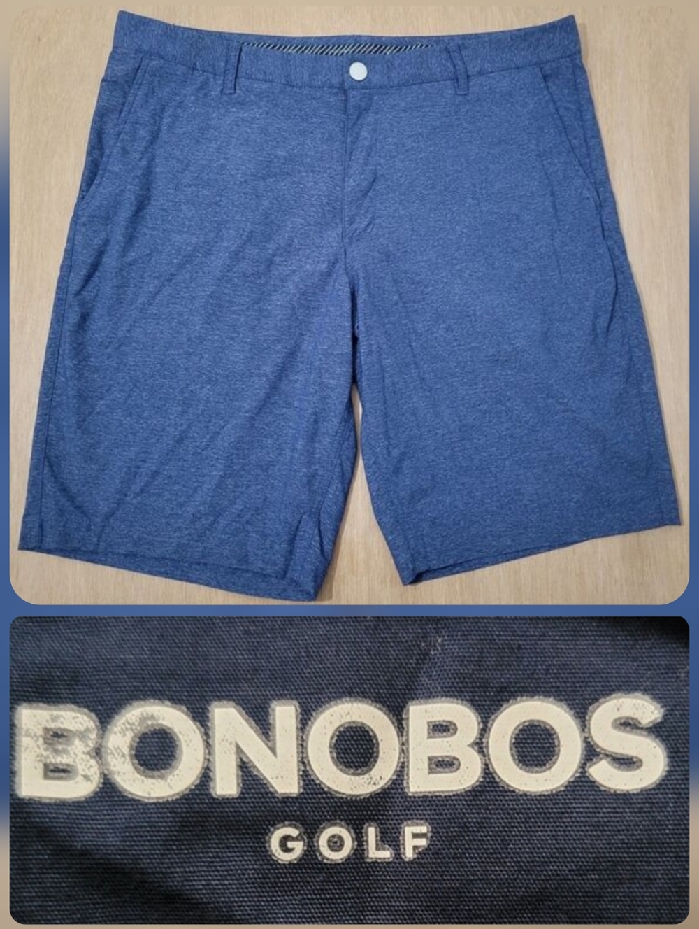 Bonobos Shorts Mens 36x10 Blue Golf Performance Stretchy Waistband